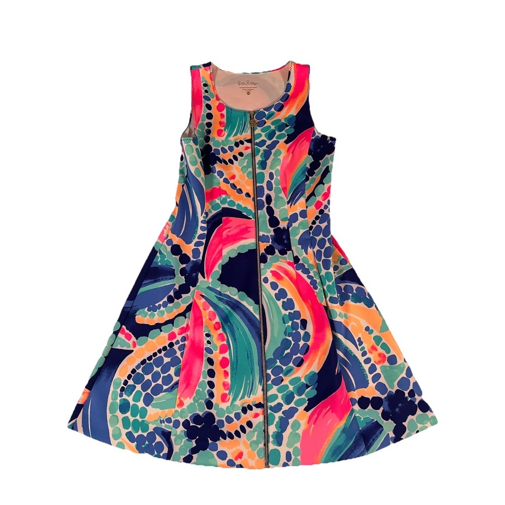 Lilly Pulitzer‎ Sally Knit Fit & Flare Scuba Dress in Multi Ocean Jewels Medium
